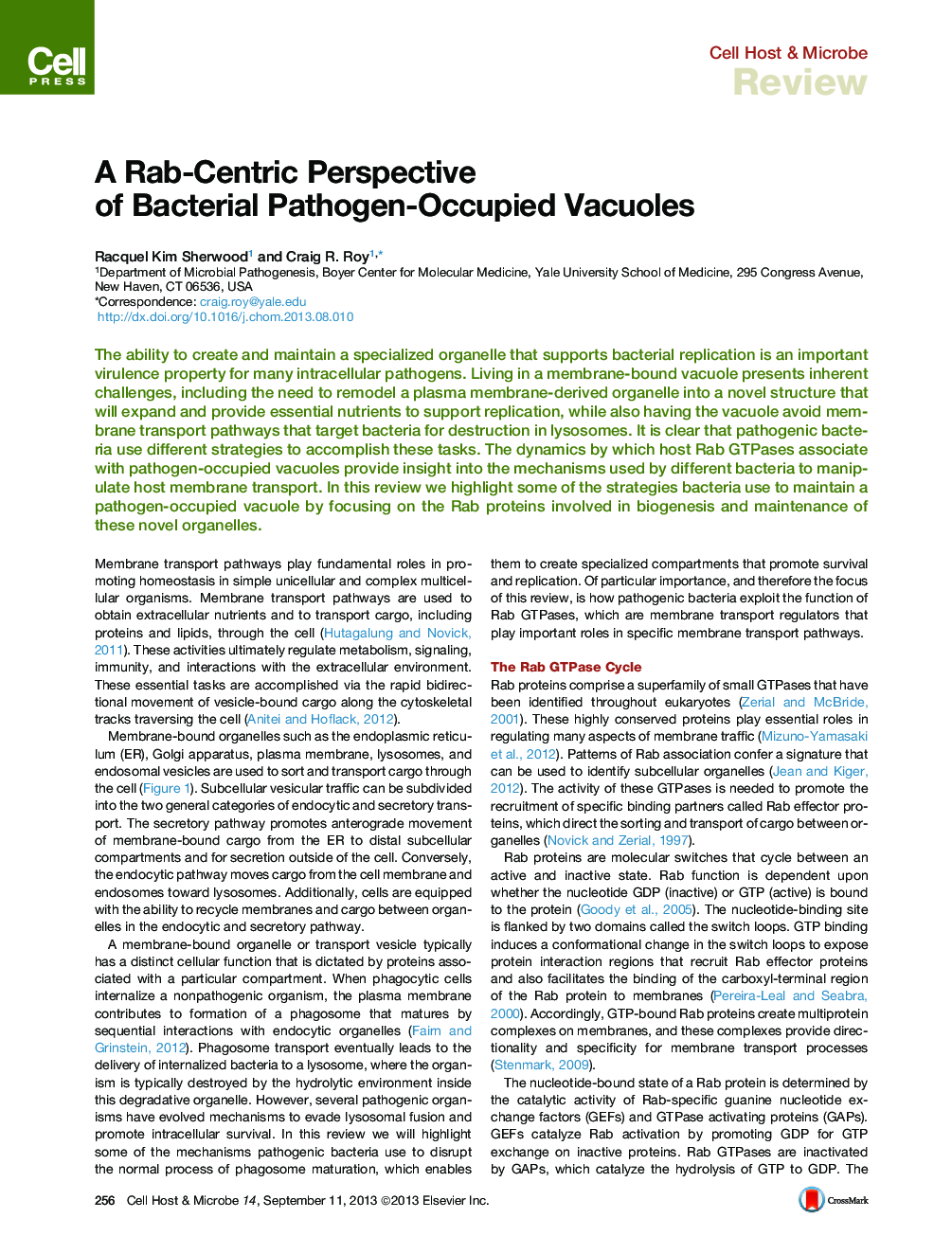 A Rab-Centric Perspective of Bacterial Pathogen-Occupied Vacuoles