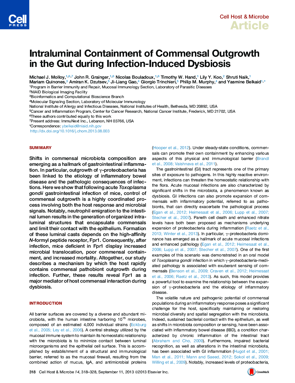 Intraluminal Containment of Commensal Outgrowth in the Gut during Infection-Induced Dysbiosis