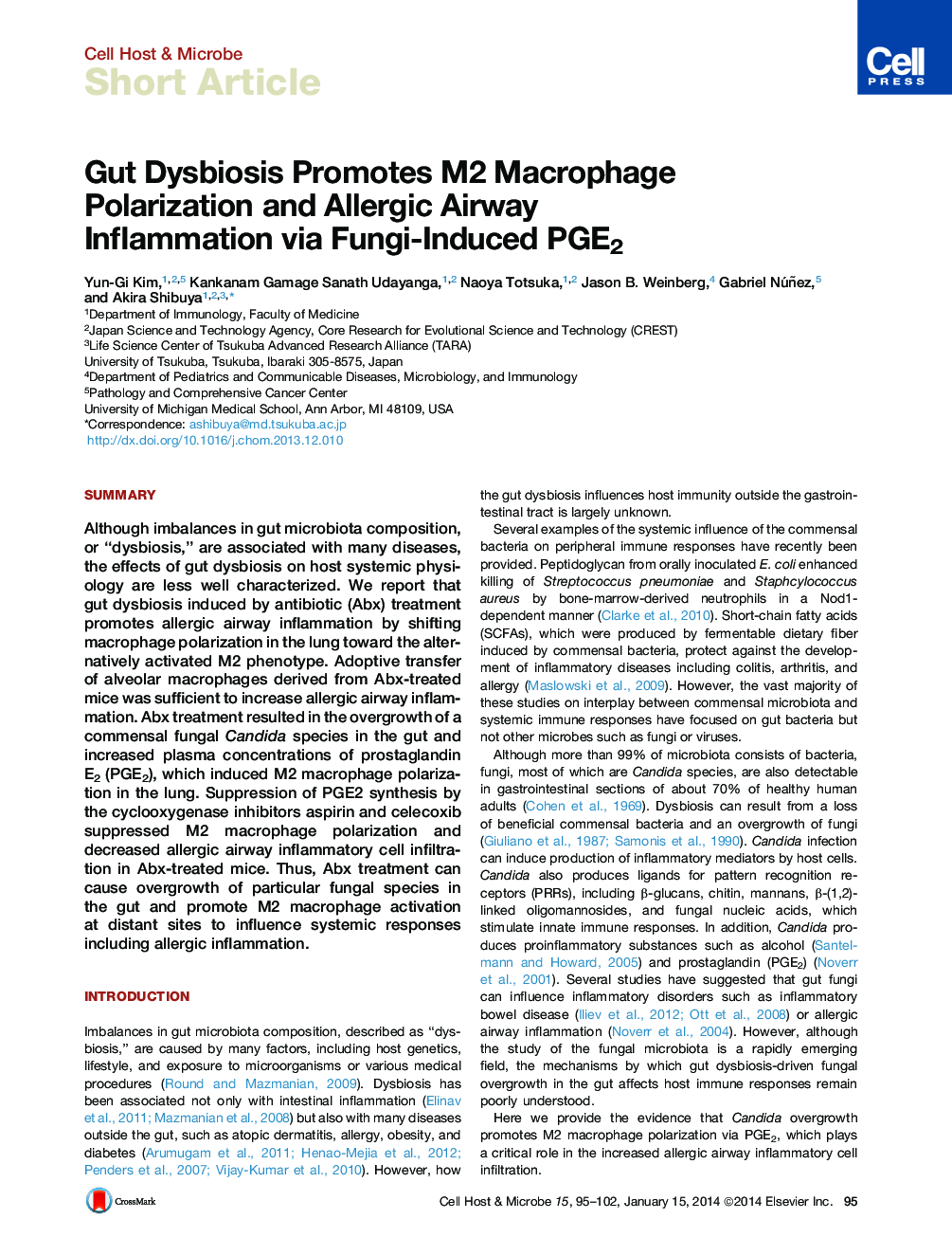 Gut Dysbiosis Promotes M2 Macrophage Polarization and Allergic Airway Inflammation via Fungi-Induced PGE2