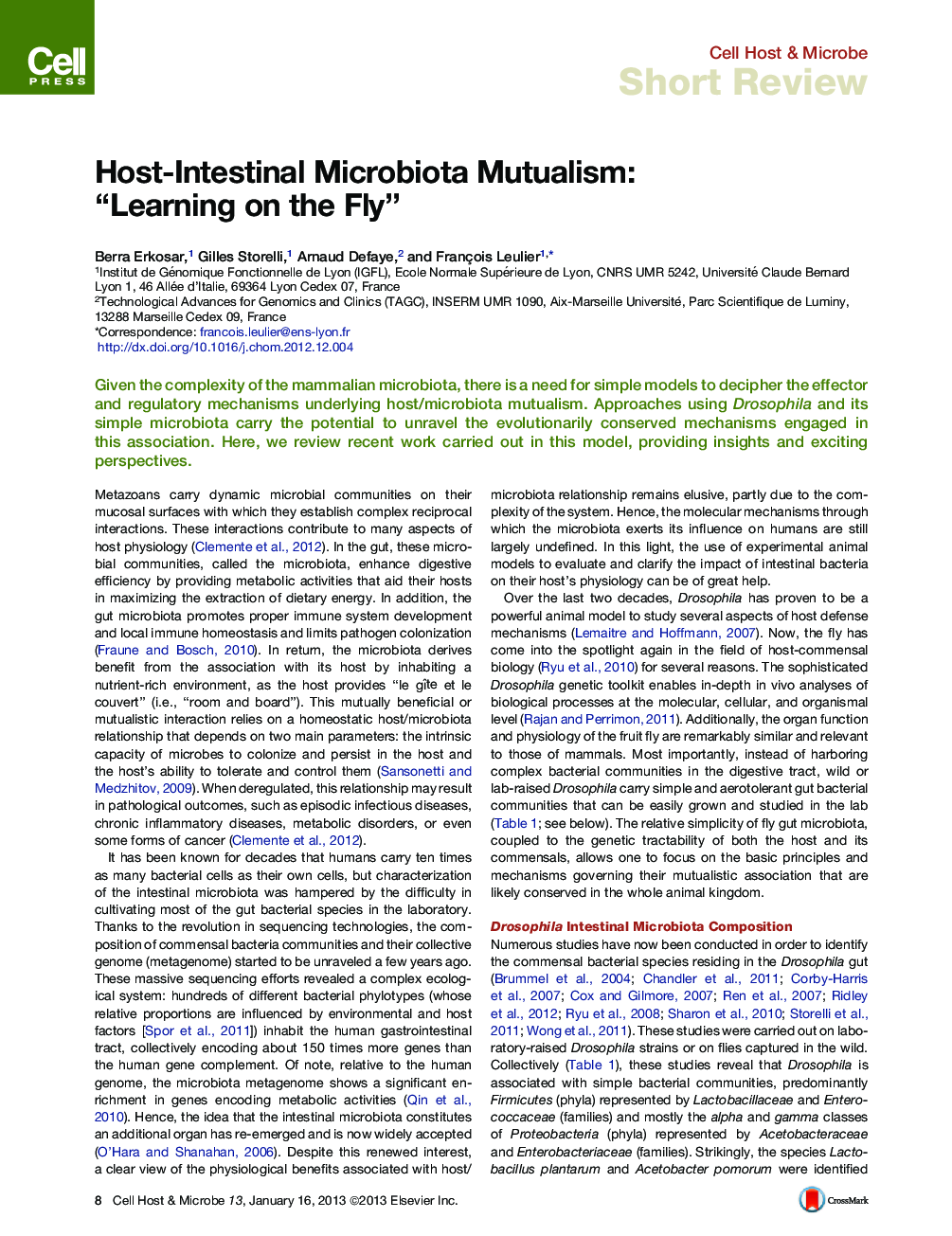 Host-Intestinal Microbiota Mutualism: “Learning on the Fly”