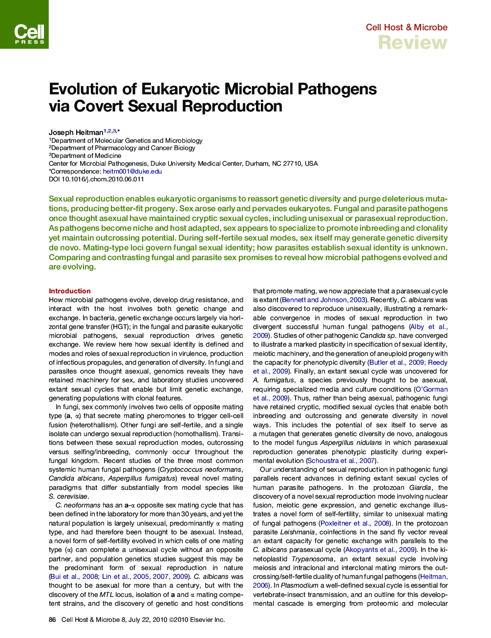 Evolution of Eukaryotic Microbial Pathogens via Covert Sexual Reproduction