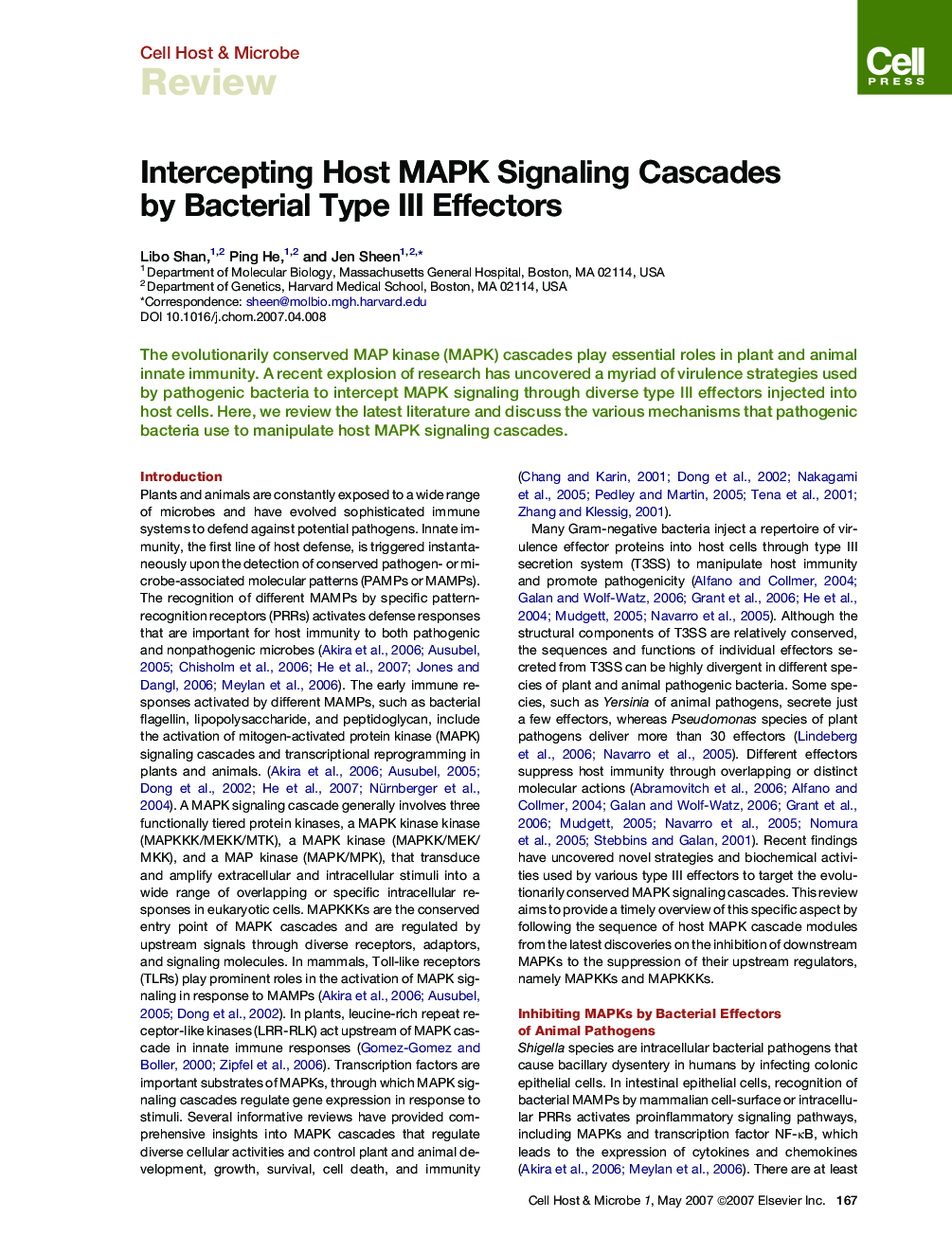 Intercepting Host MAPK Signaling Cascades by Bacterial Type III Effectors