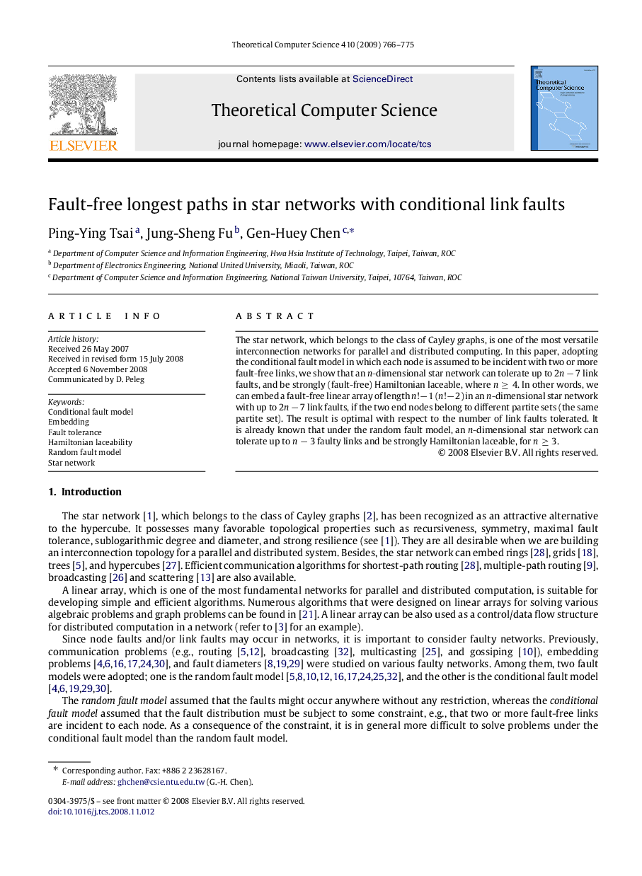 Fault-free longest paths in star networks with conditional link faults