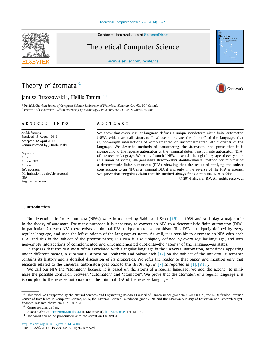 Theory of átomata 