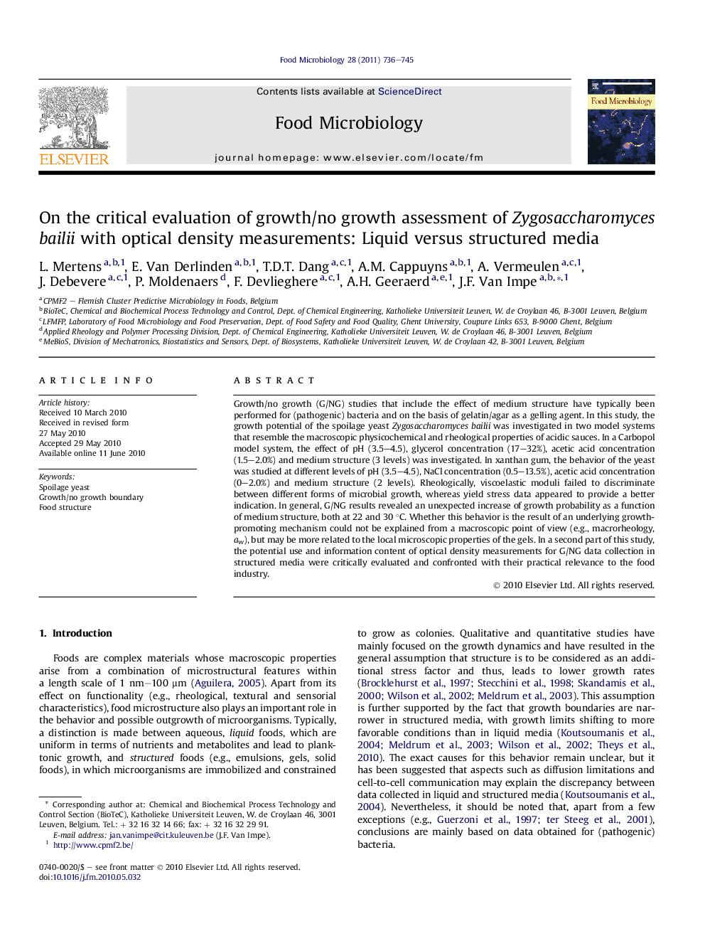 On the critical evaluation of growth/no growth assessment of Zygosaccharomyces bailii with optical density measurements: Liquid versus structured media