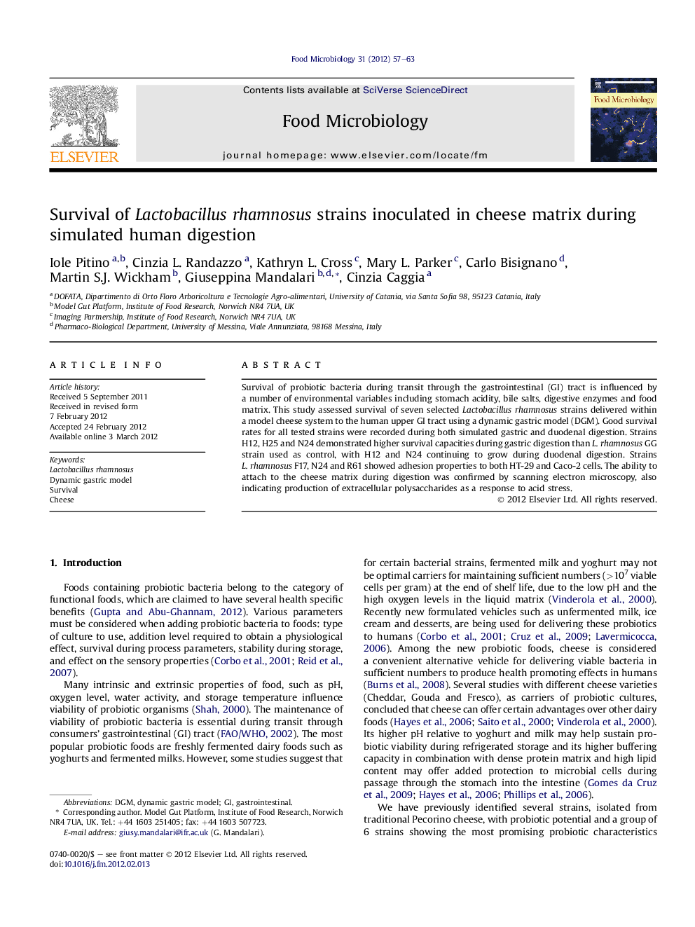 Survival of Lactobacillus rhamnosus strains inoculated in cheese matrix during simulated human digestion