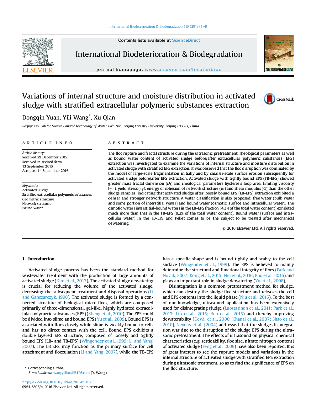 Variations of internal structure and moisture distribution in activated sludge with stratified extracellular polymeric substances extraction