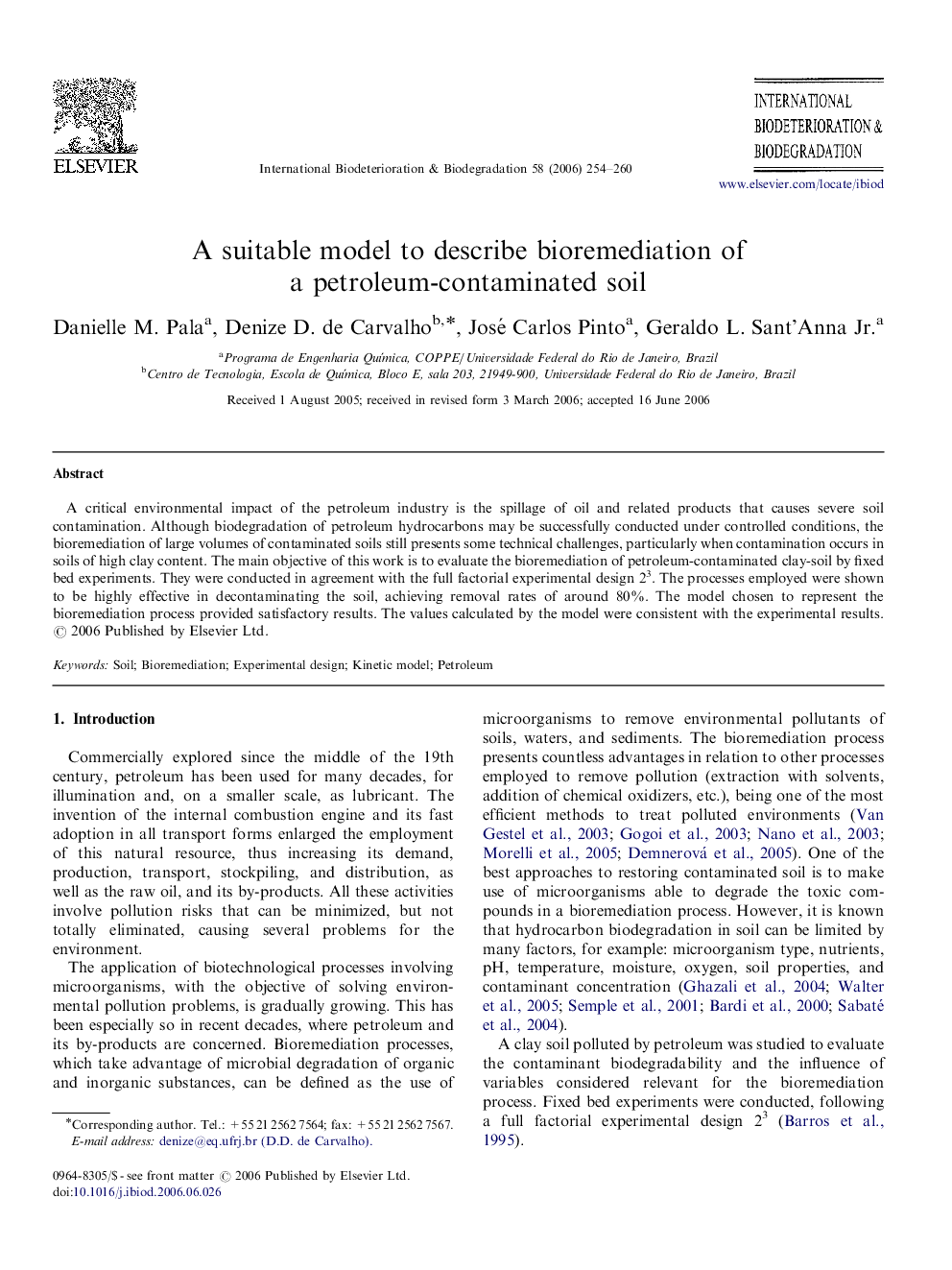 A suitable model to describe bioremediation of a petroleum-contaminated soil