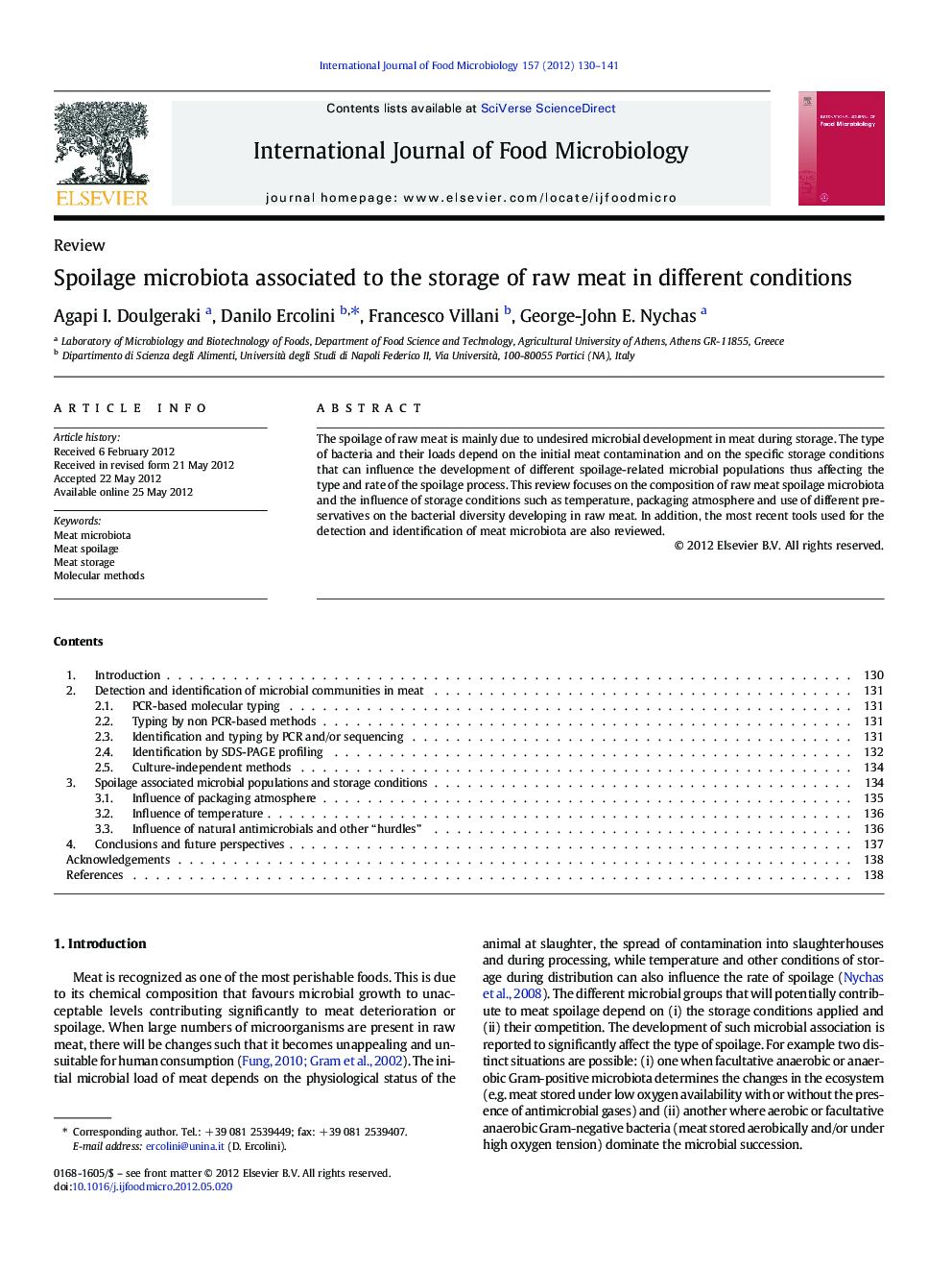 Spoilage microbiota associated to the storage of raw meat in different conditions