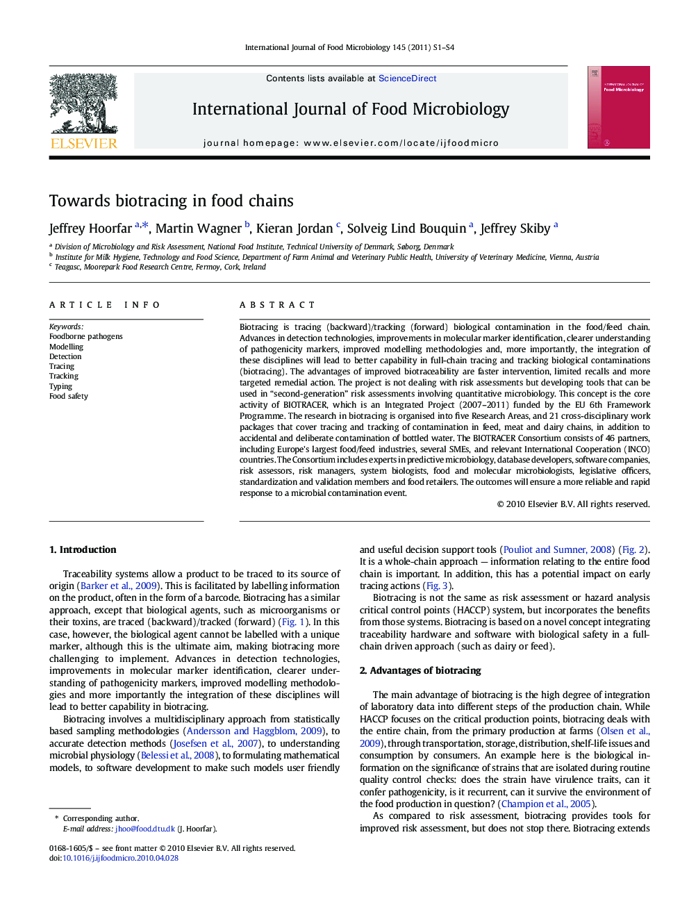 Towards biotracing in food chains