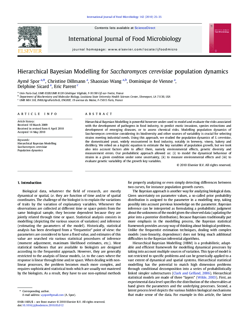 Hierarchical Bayesian Modelling for Saccharomyces cerevisiae population dynamics