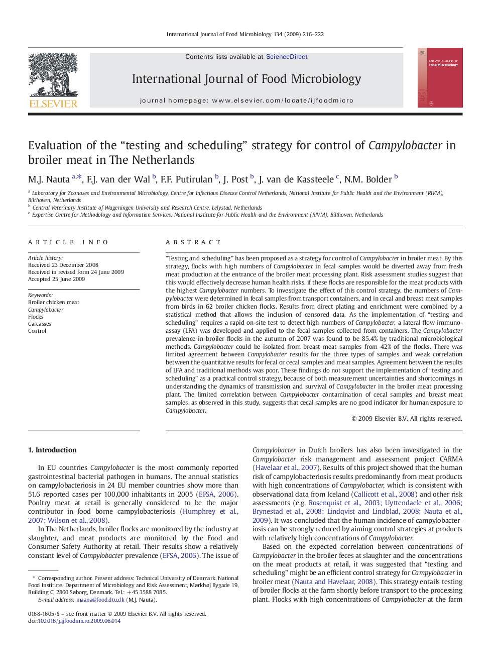 Evaluation of the “testing and scheduling” strategy for control of Campylobacter in broiler meat in The Netherlands