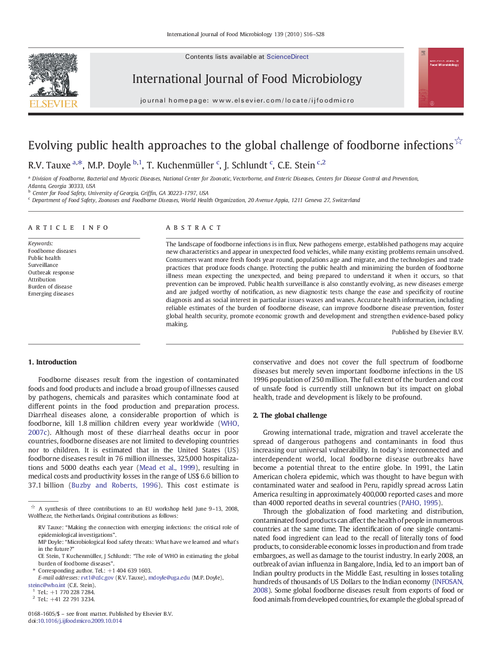 Evolving public health approaches to the global challenge of foodborne infections 