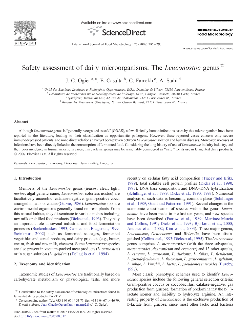 Safety assessment of dairy microorganisms: The Leuconostoc genus 