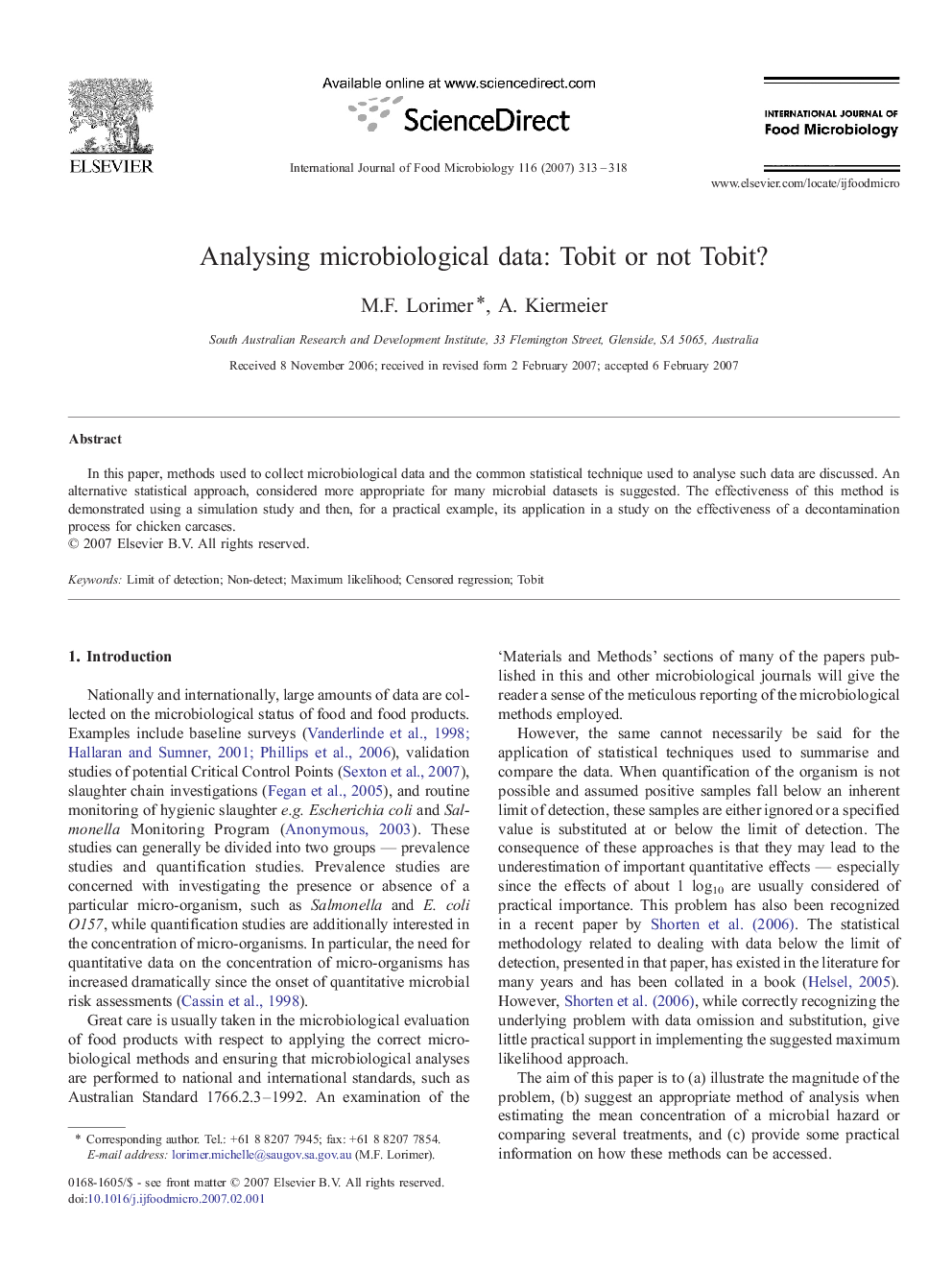 Analysing microbiological data: Tobit or not Tobit?