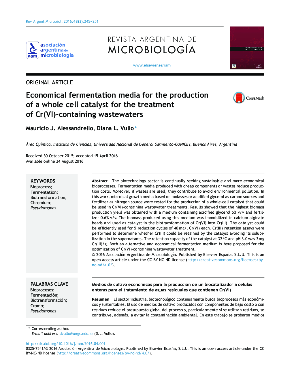 Economical fermentation media for the production of a whole cell catalyst for the treatment of Cr(VI)-containing wastewaters