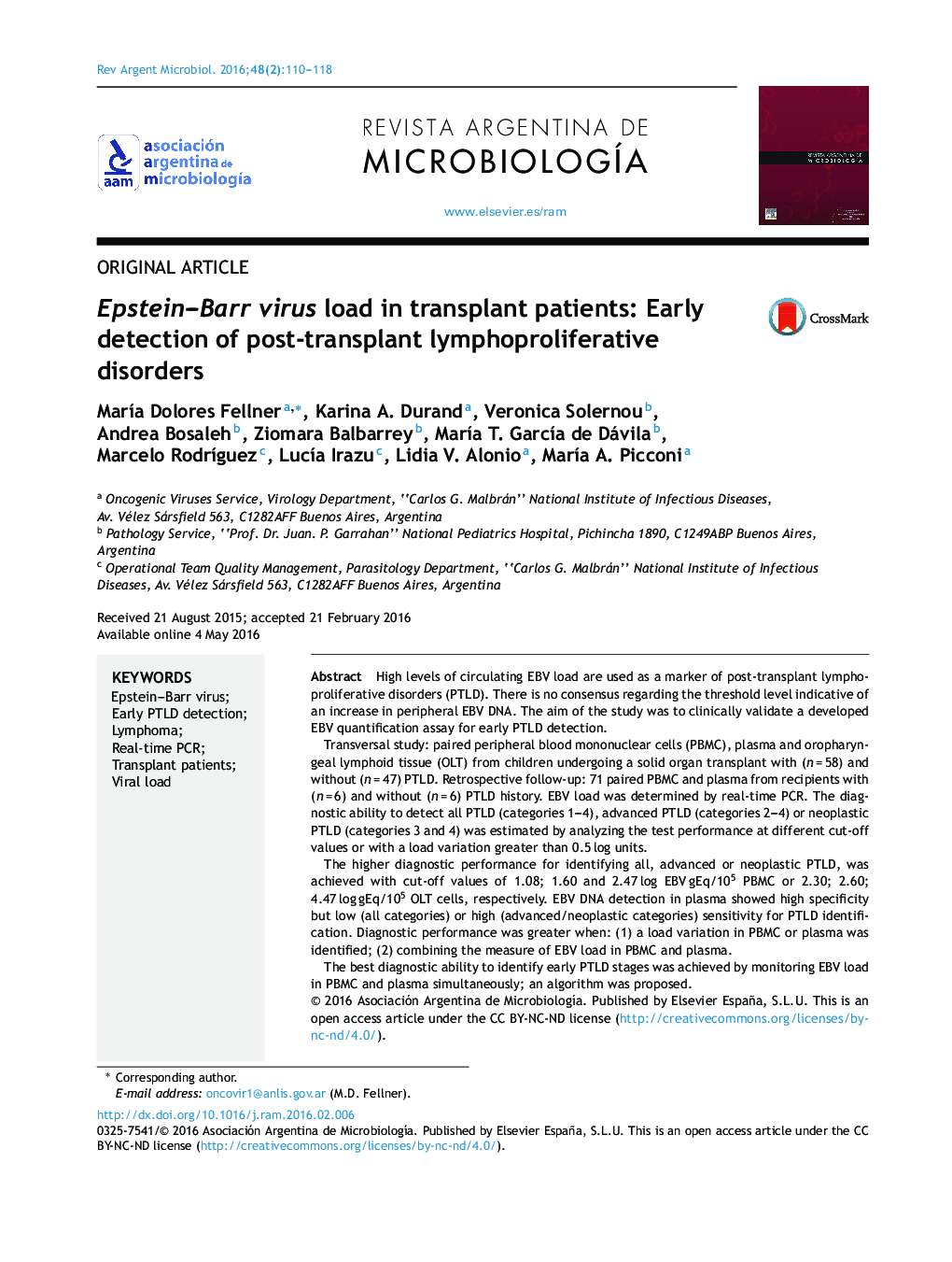 Epstein-Barr virus load in transplant patients: Early detection of post-transplant lymphoproliferative disorders