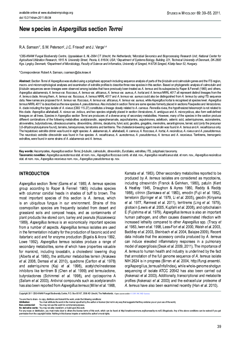 New species in Aspergillus section Terrei 