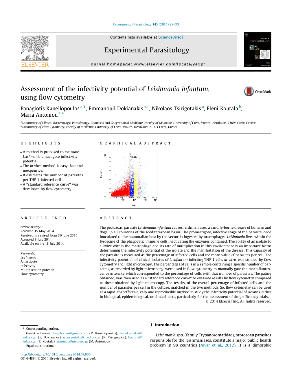 Assessment of the infectivity potential of Leishmania infantum, using flow cytometry