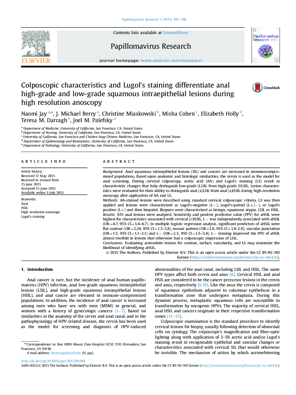 Colposcopic characteristics and Lugol׳s staining differentiate anal high-grade and low-grade squamous intraepithelial lesions during high resolution anoscopy