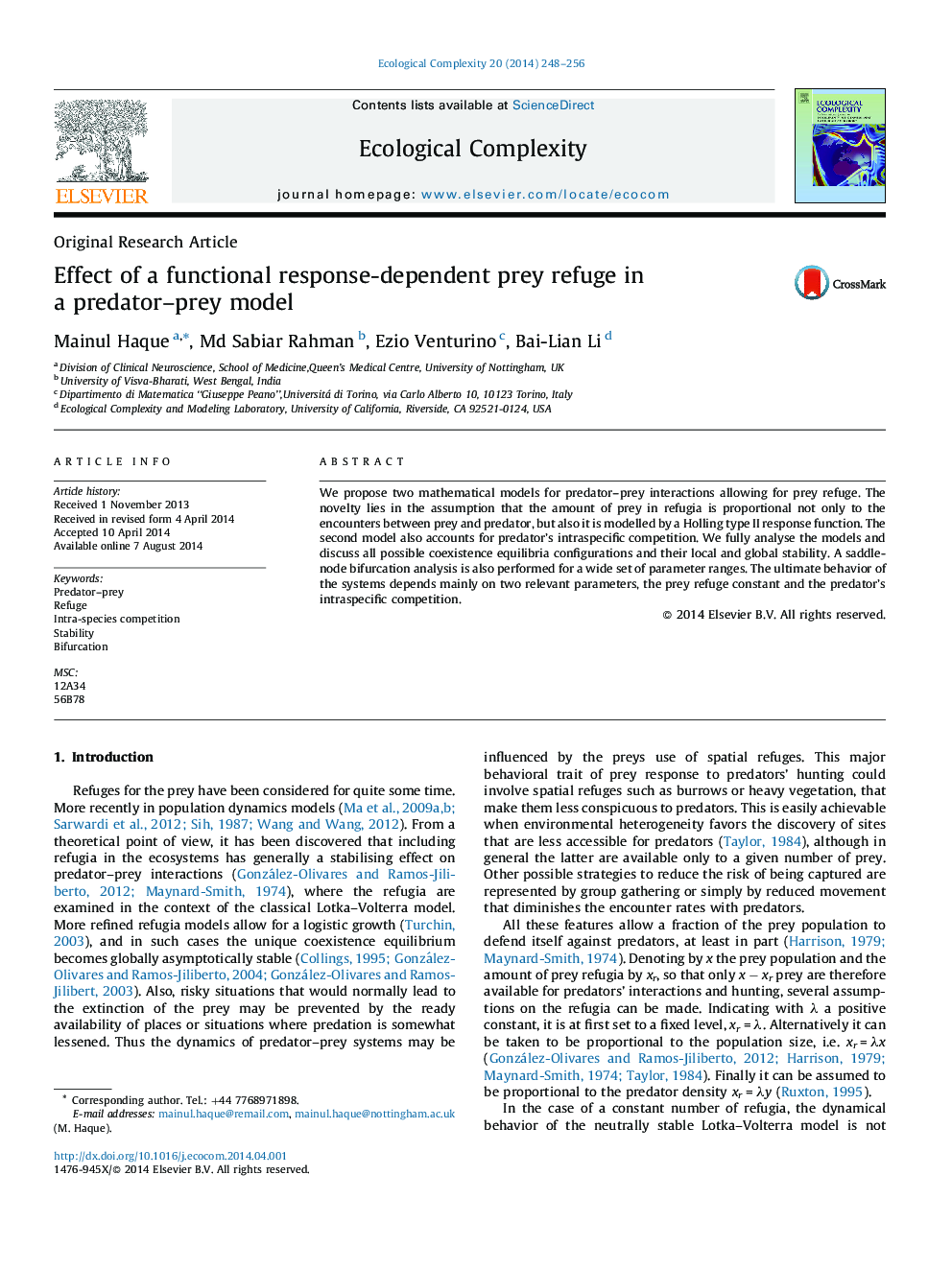 Effect of a functional response-dependent prey refuge in a predator–prey model