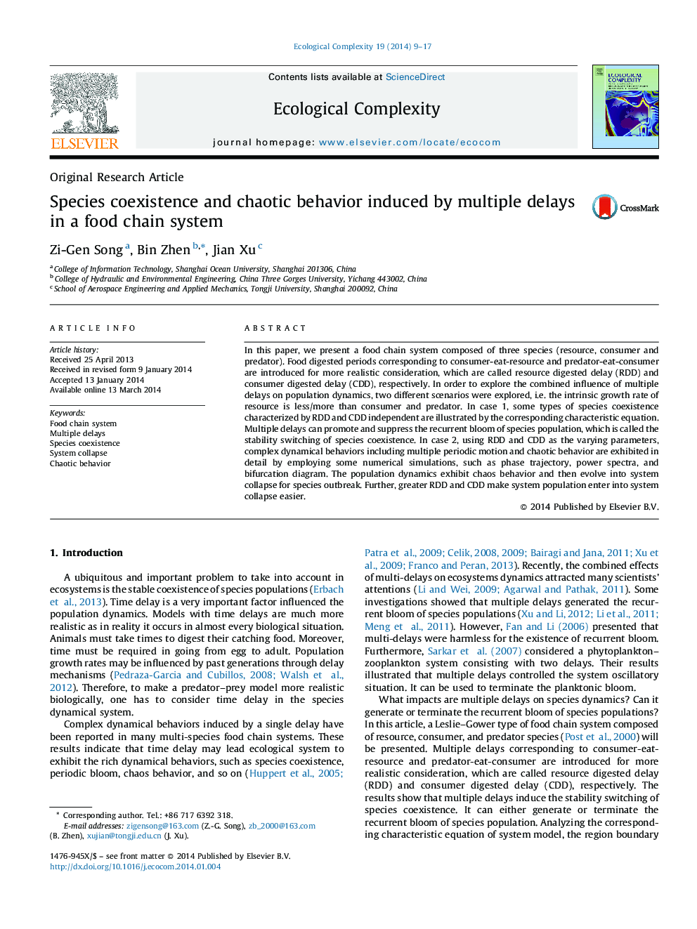 Species coexistence and chaotic behavior induced by multiple delays in a food chain system