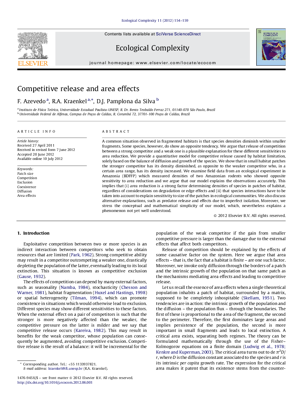 Competitive release and area effects