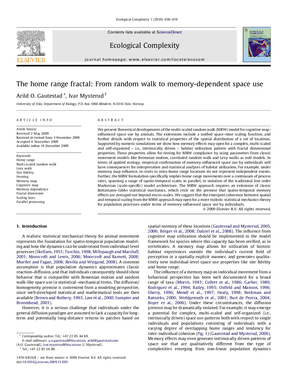 The home range fractal: From random walk to memory-dependent space use