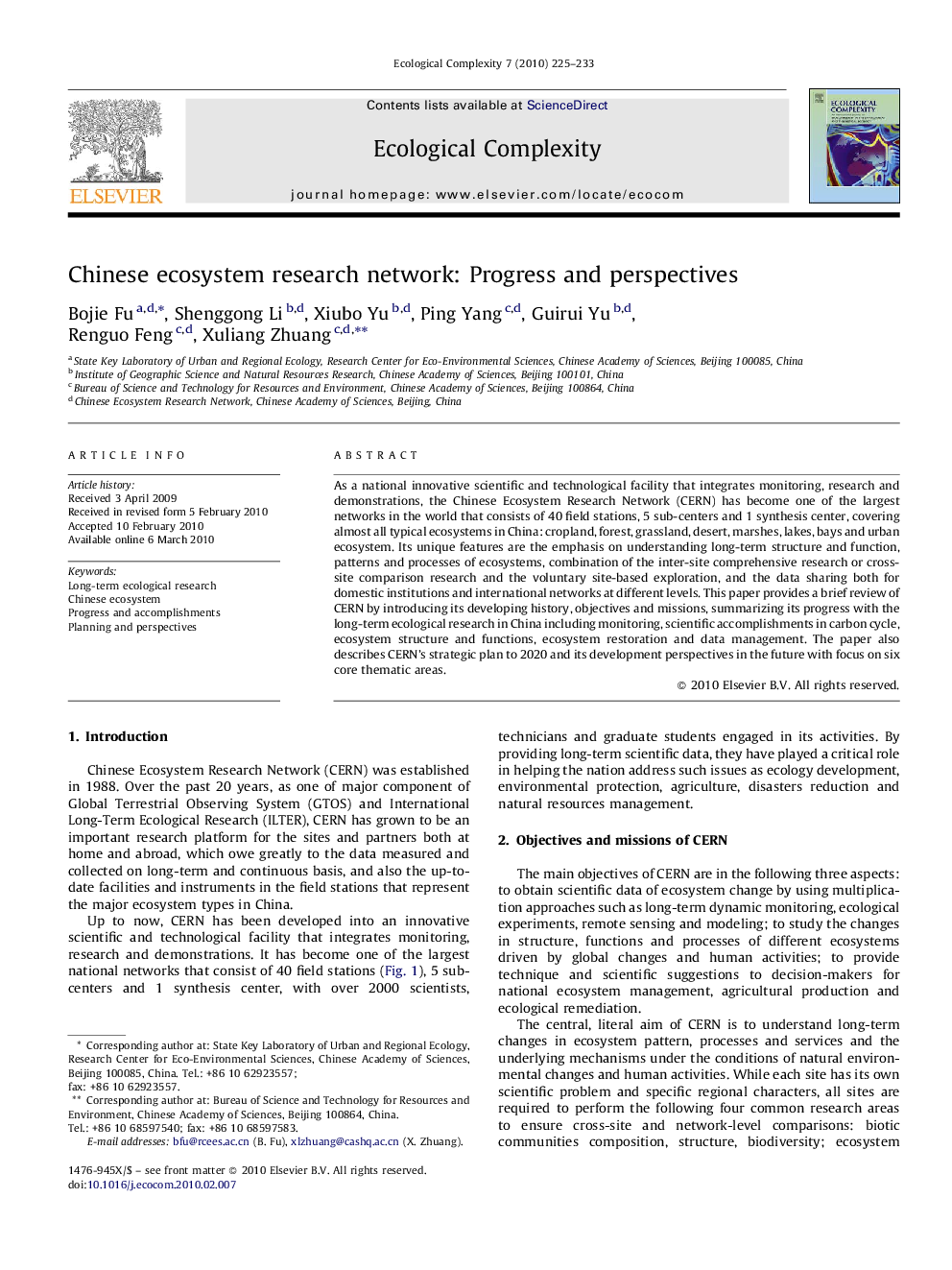 Chinese ecosystem research network: Progress and perspectives