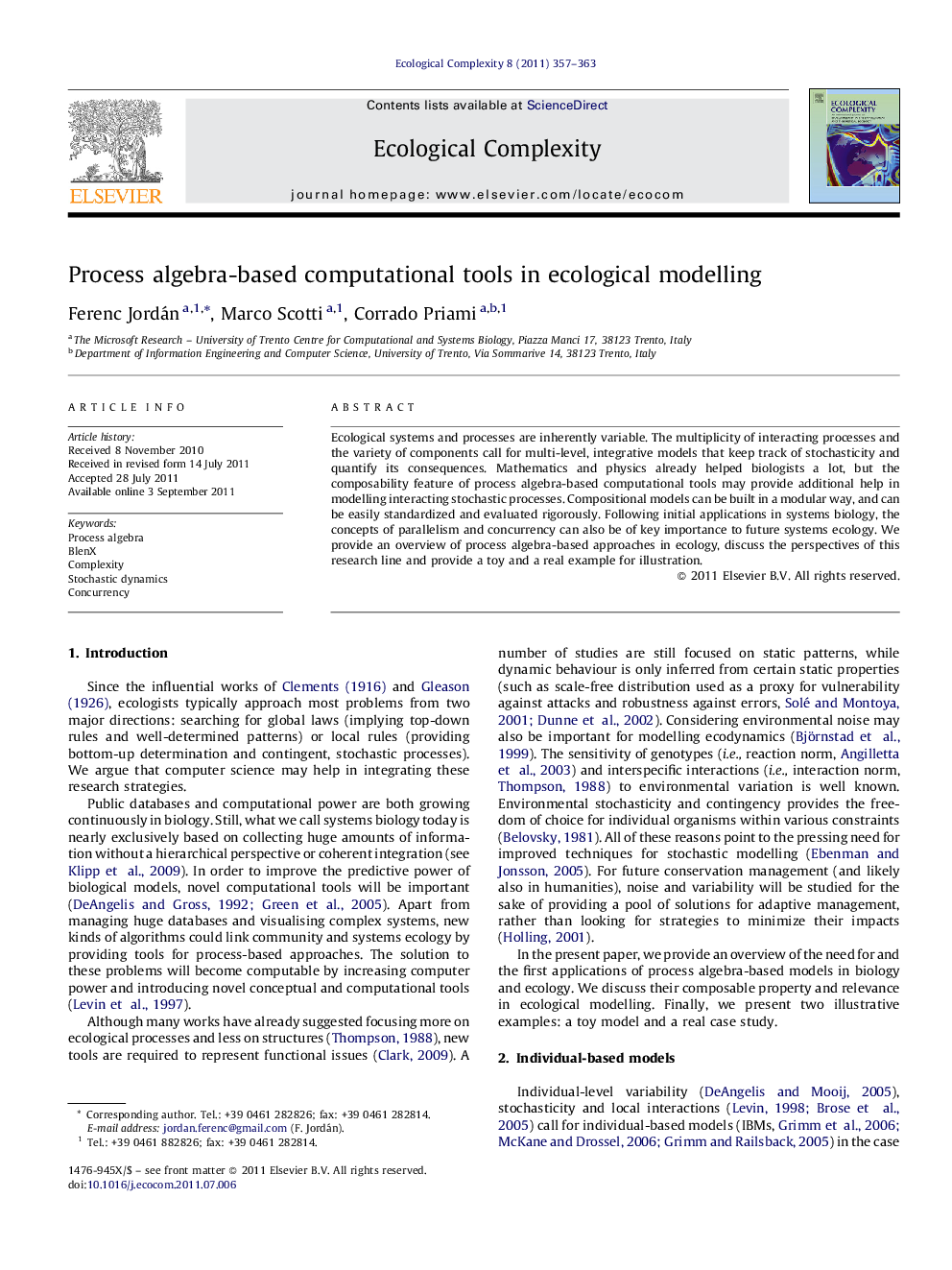 Process algebra-based computational tools in ecological modelling