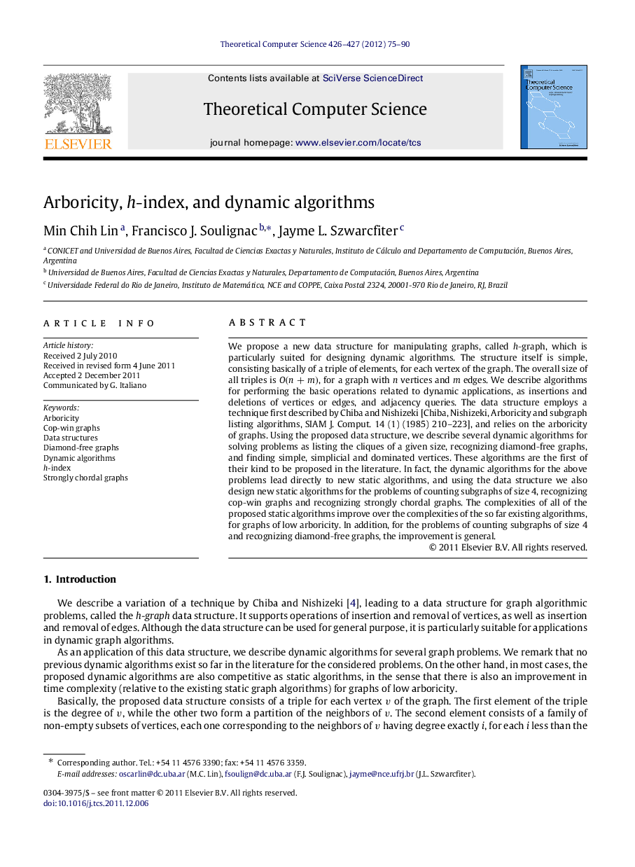 عکس صفحه اول مقاله: Arboricity, h-index, and dynamic algorithms Arboricity, h-index, and dynamic algorithms