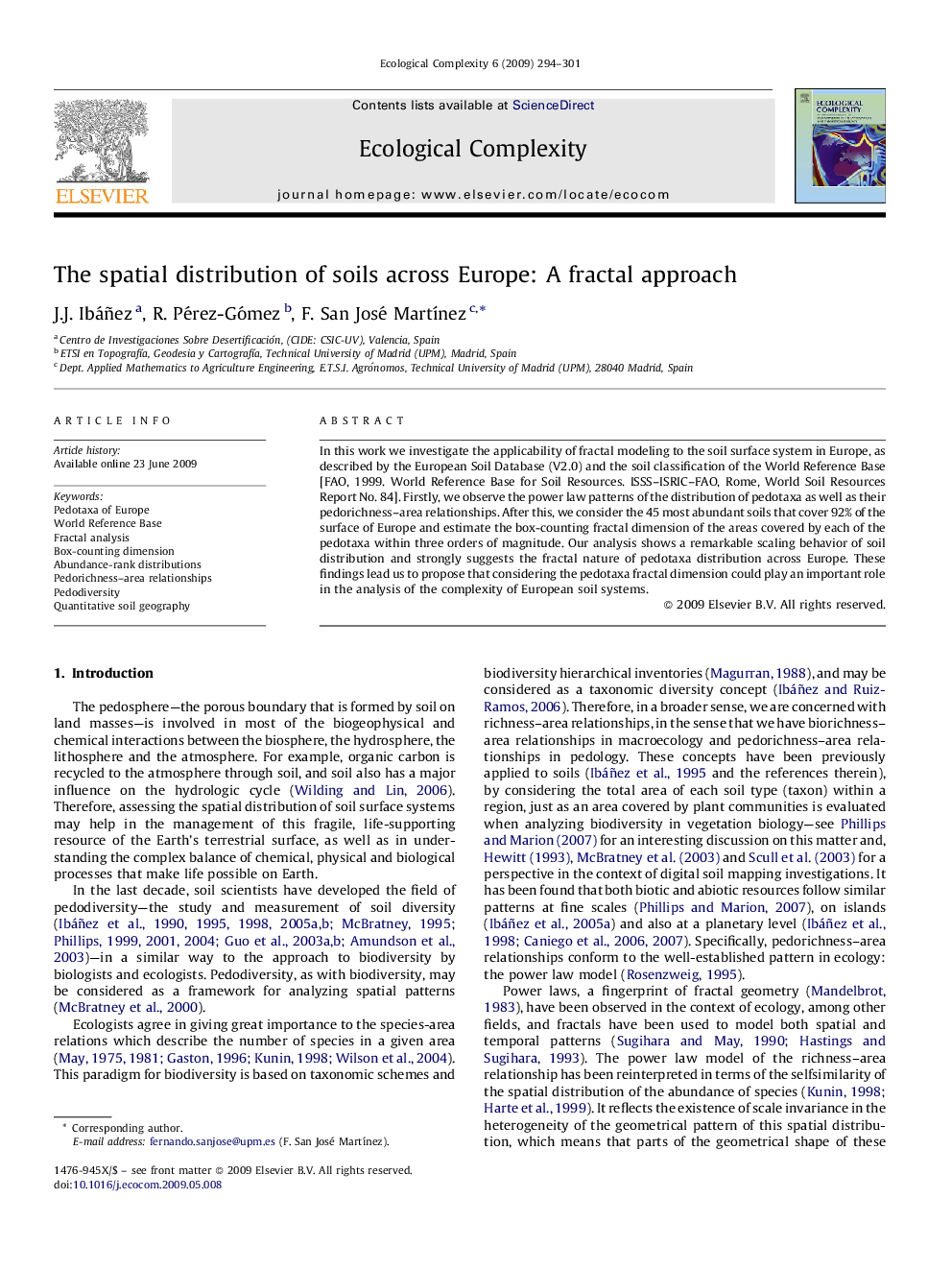 The spatial distribution of soils across Europe: A fractal approach