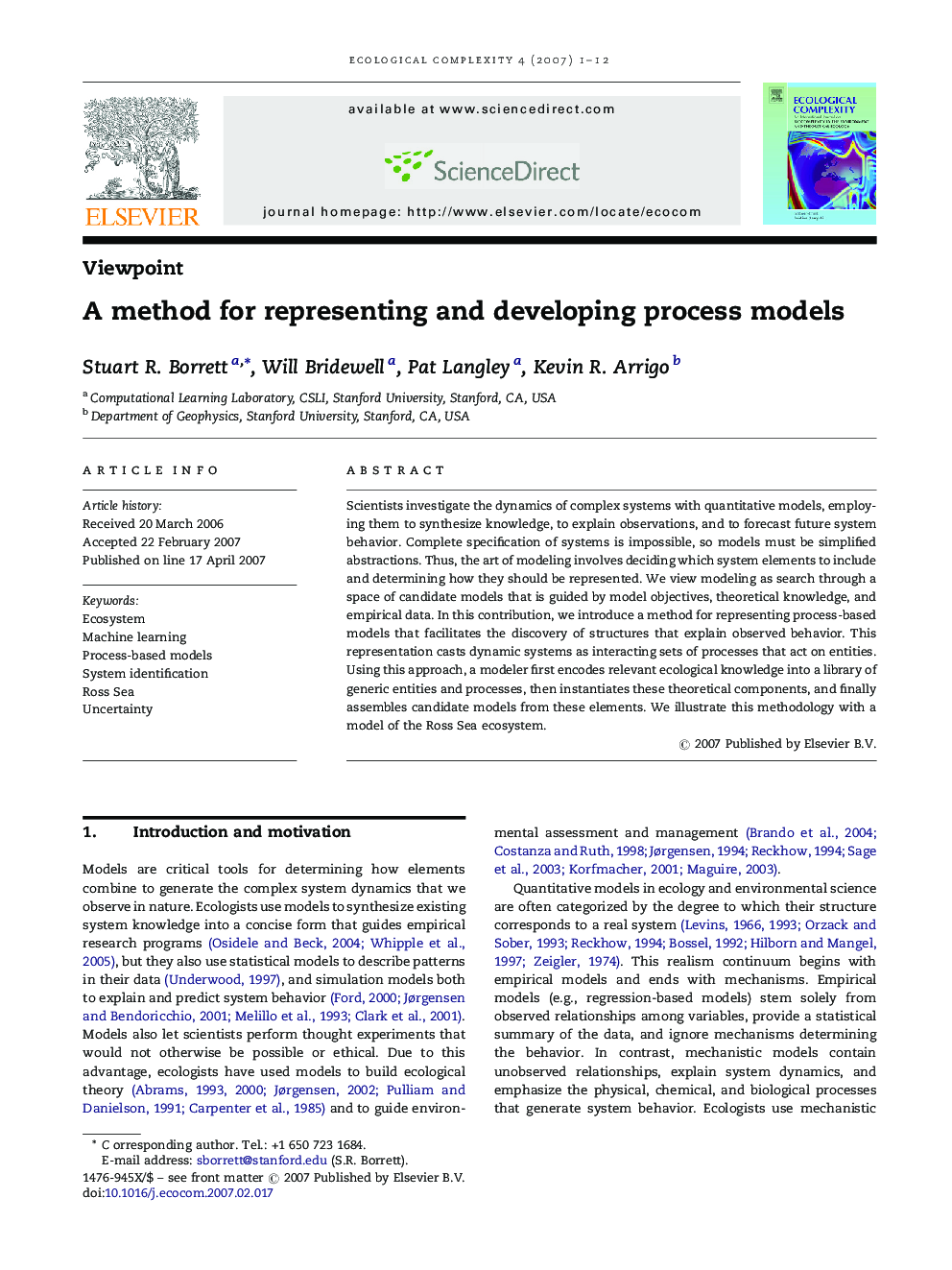 A method for representing and developing process models