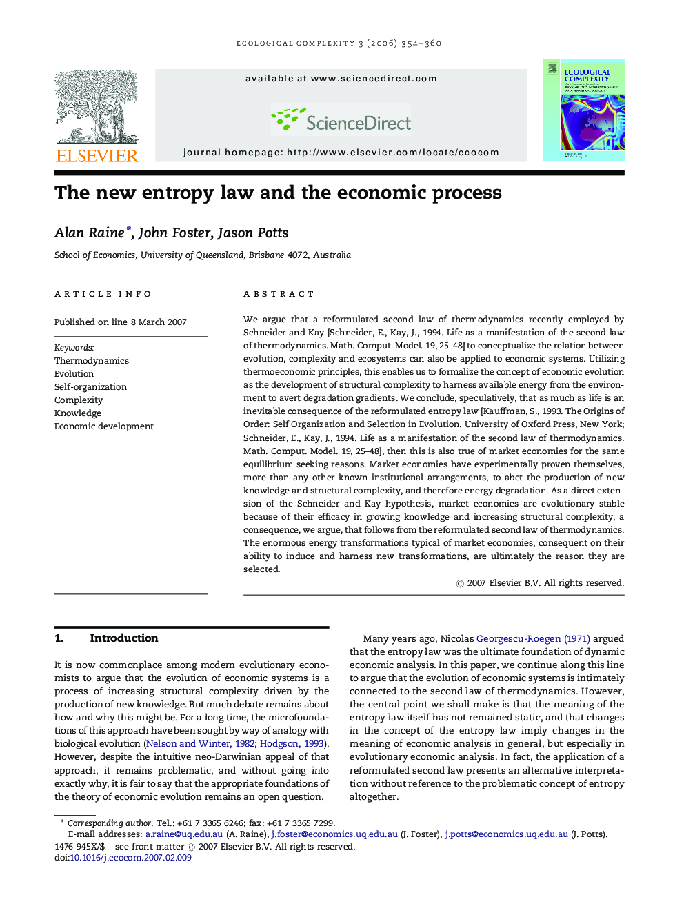 The new entropy law and the economic process