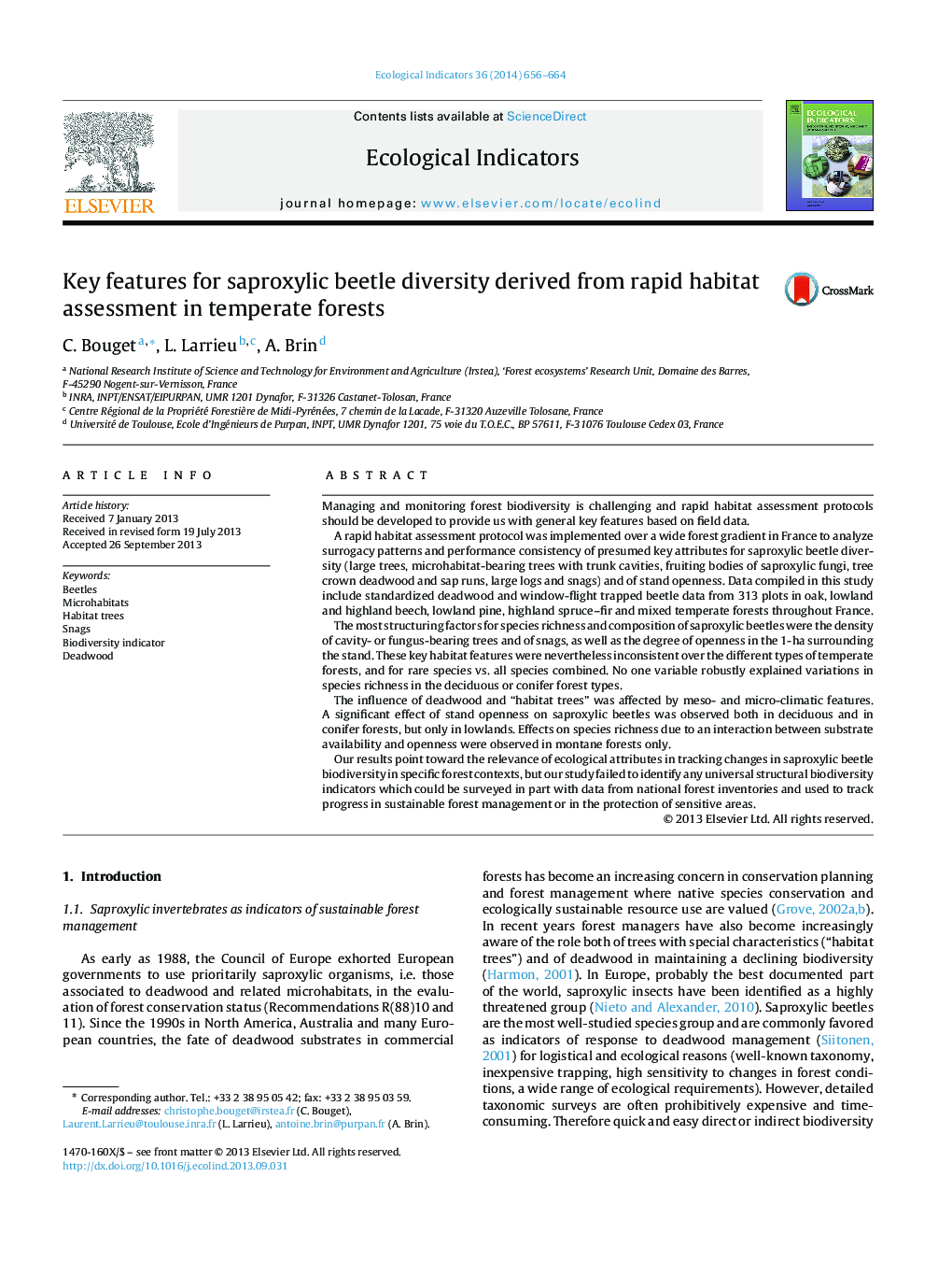 Key features for saproxylic beetle diversity derived from rapid habitat assessment in temperate forests