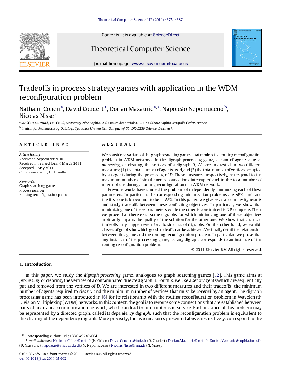 Tradeoffs in process strategy games with application in the WDM reconfiguration problem