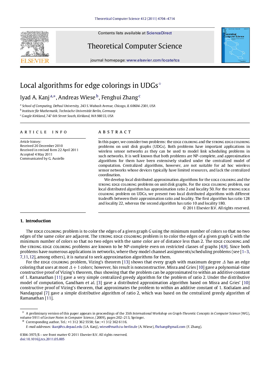 Local algorithms for edge colorings in UDGs 