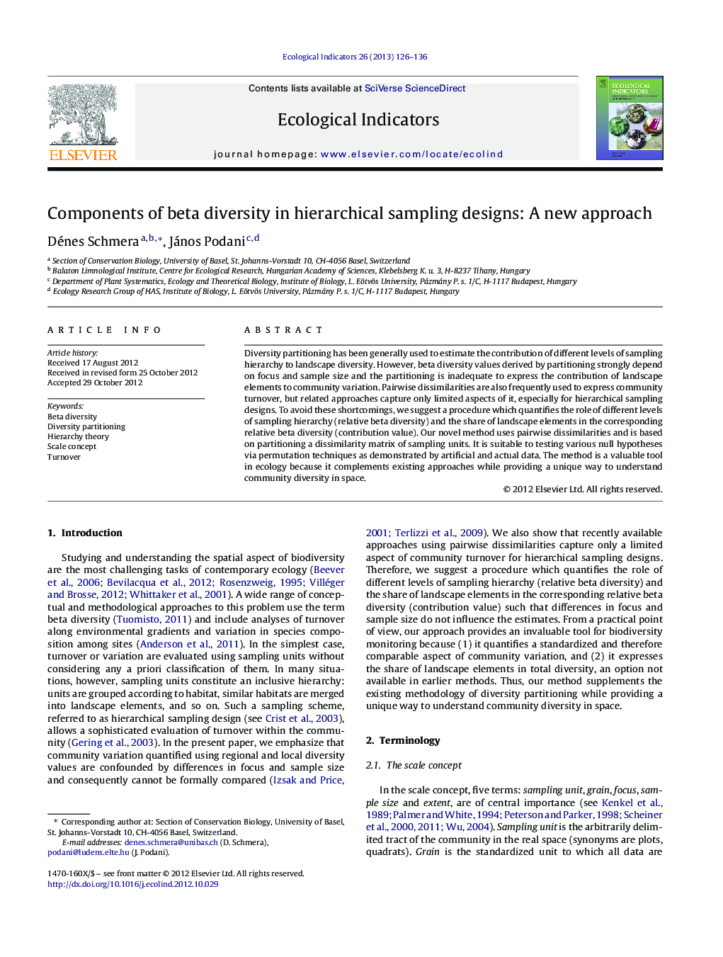 Components of beta diversity in hierarchical sampling designs: A new approach