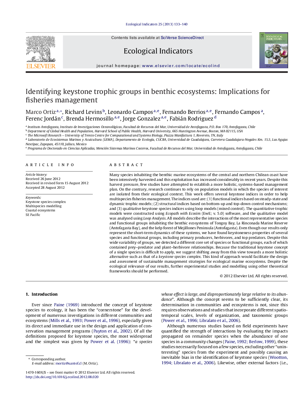 Identifying keystone trophic groups in benthic ecosystems: Implications for fisheries management