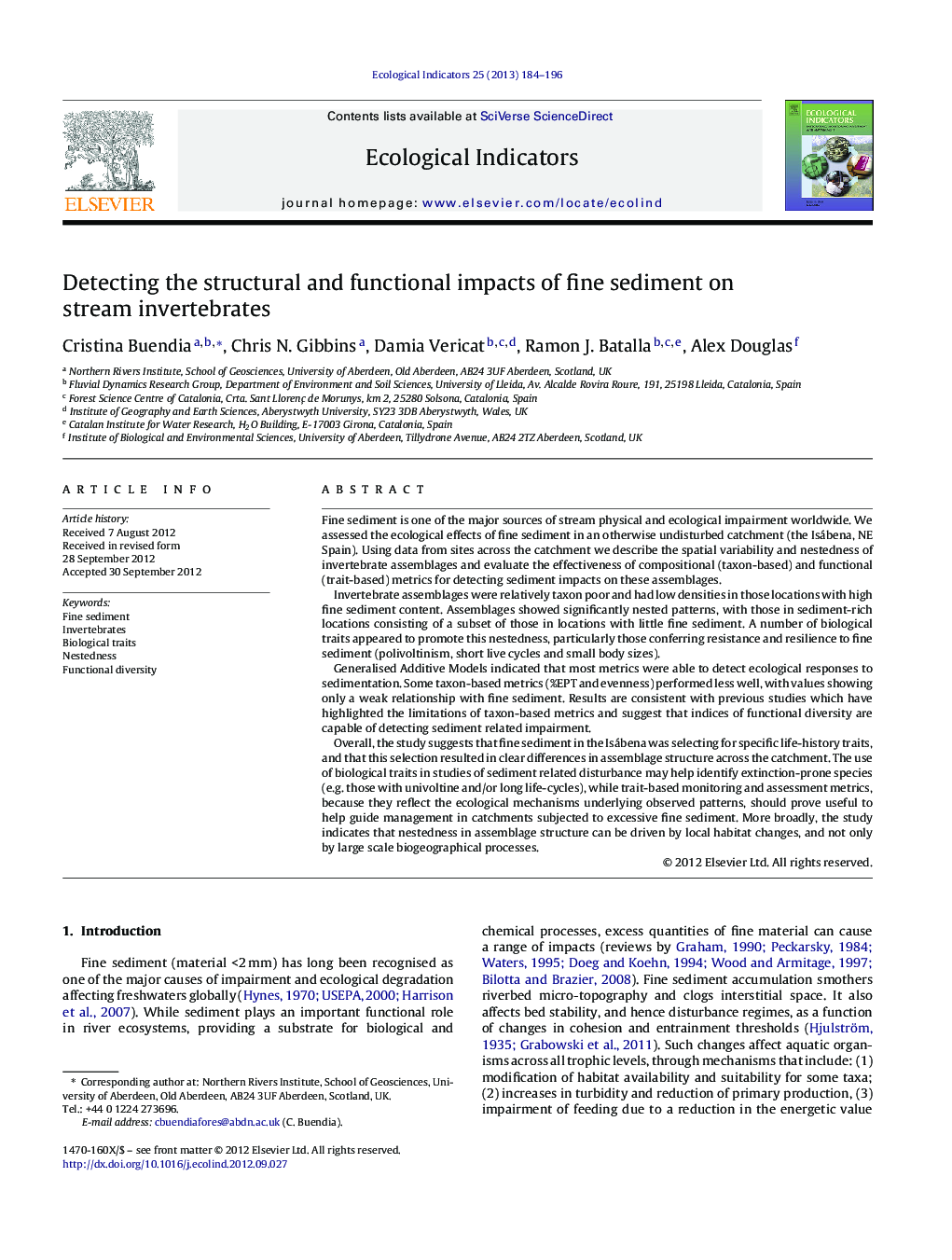 Detecting the structural and functional impacts of fine sediment on stream invertebrates