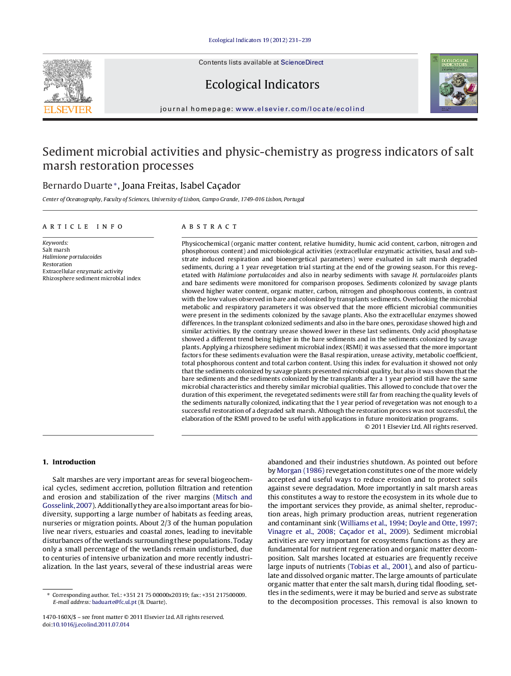 Sediment microbial activities and physic-chemistry as progress indicators of salt marsh restoration processes