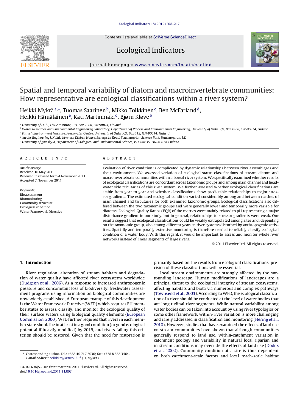 Spatial and temporal variability of diatom and macroinvertebrate communities: How representative are ecological classifications within a river system?