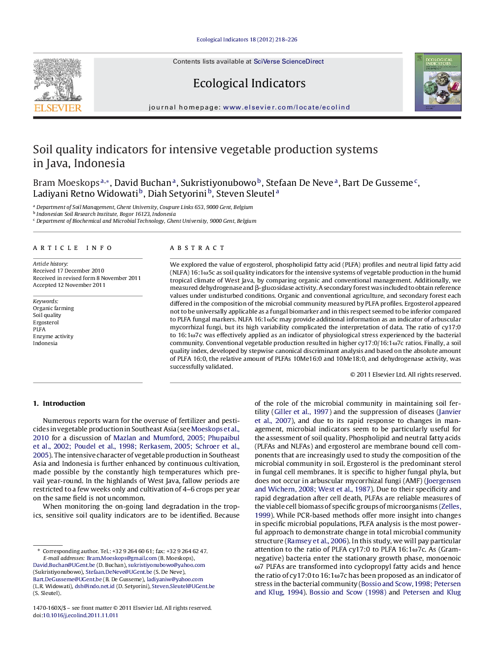 Soil quality indicators for intensive vegetable production systems in Java, Indonesia