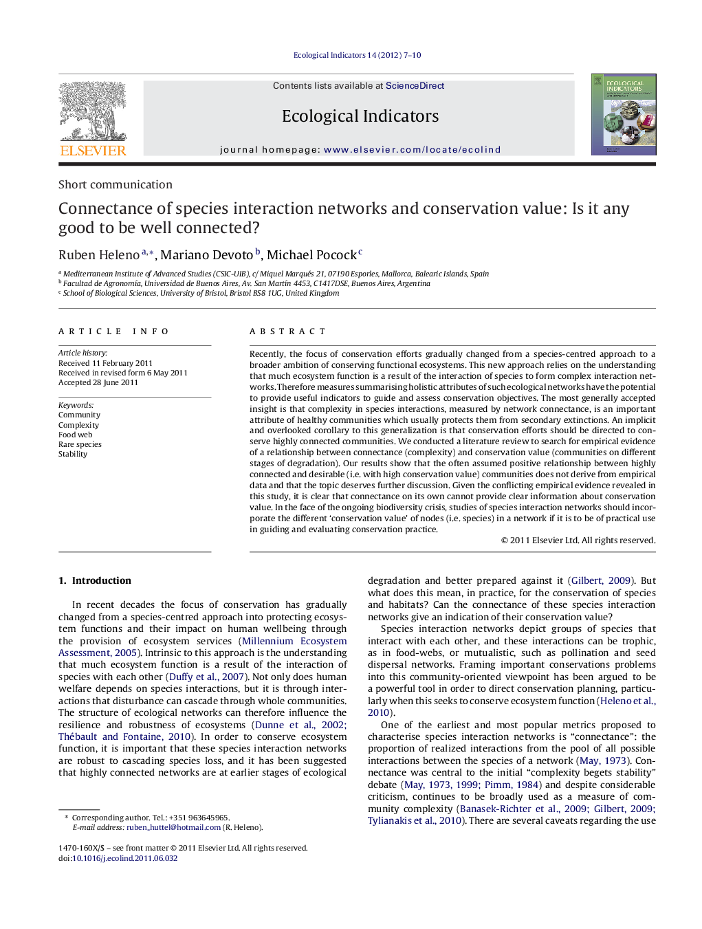 Connectance of species interaction networks and conservation value: Is it any good to be well connected?