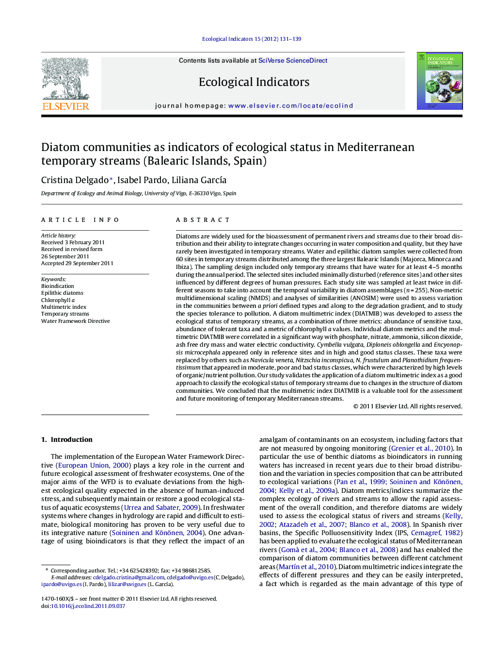 Diatom communities as indicators of ecological status in Mediterranean temporary streams (Balearic Islands, Spain)