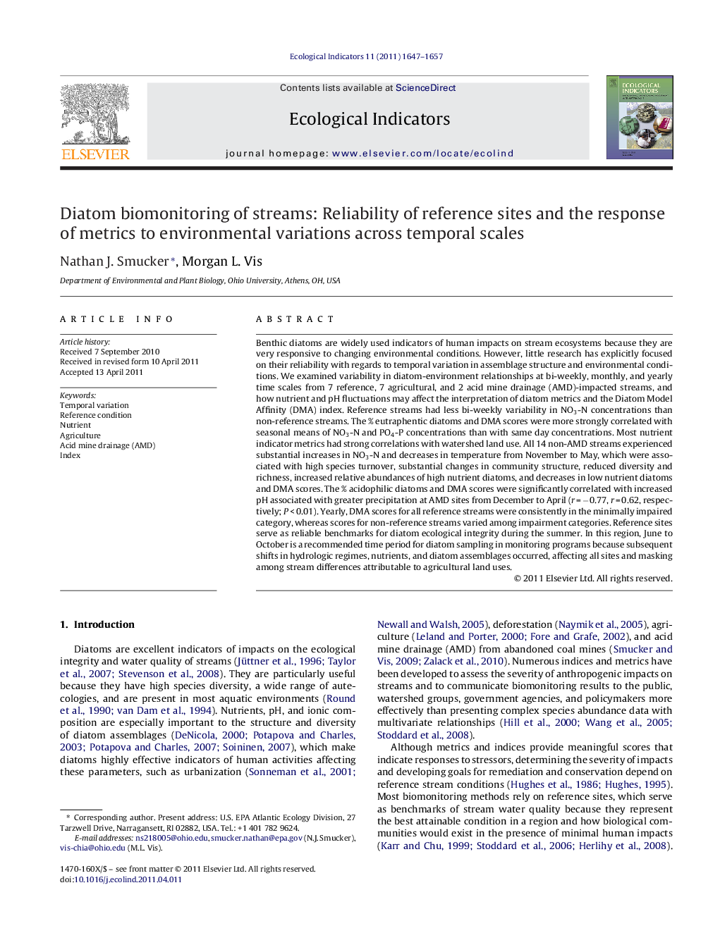 Diatom biomonitoring of streams: Reliability of reference sites and the response of metrics to environmental variations across temporal scales