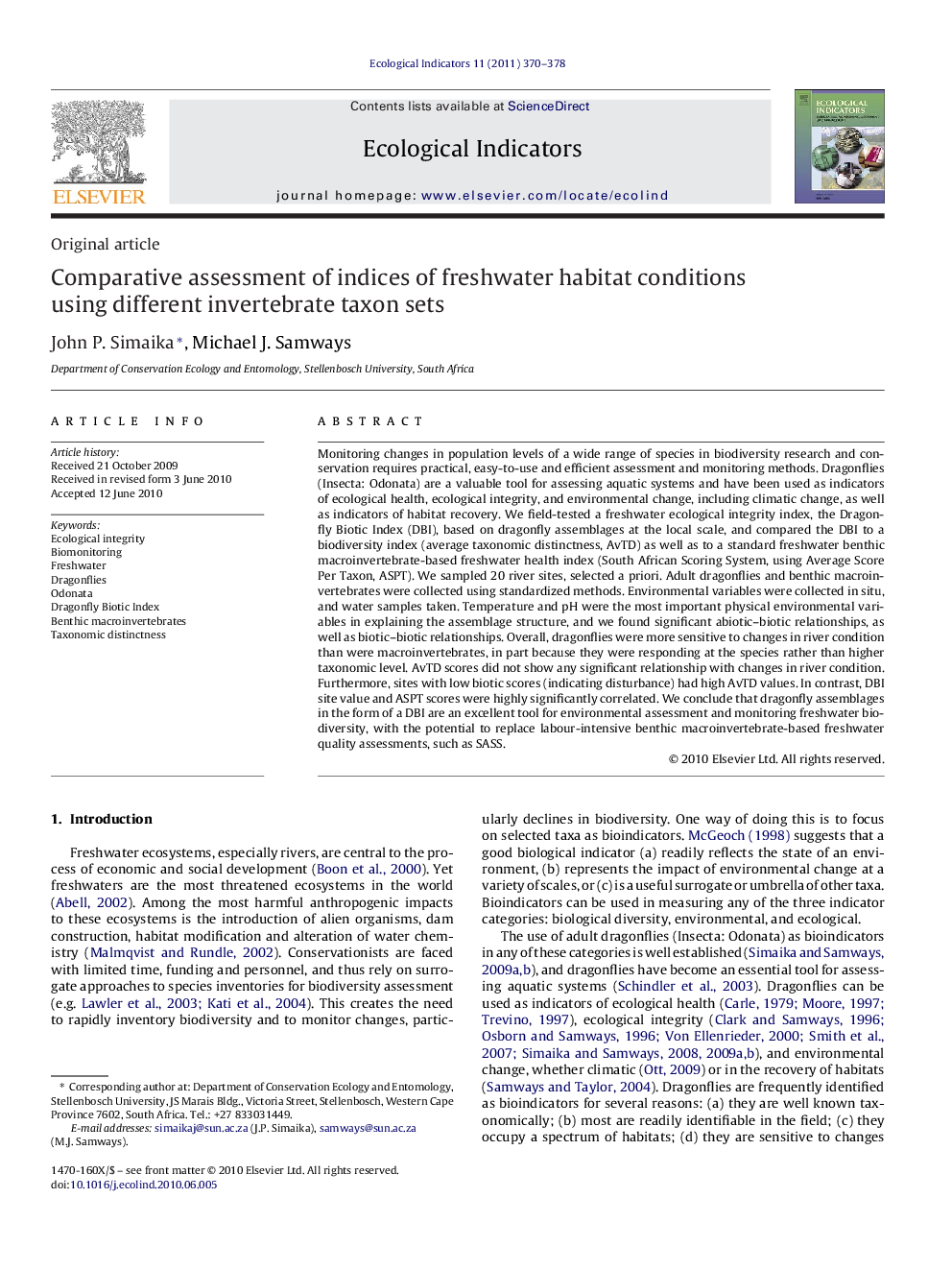 Comparative assessment of indices of freshwater habitat conditions using different invertebrate taxon sets