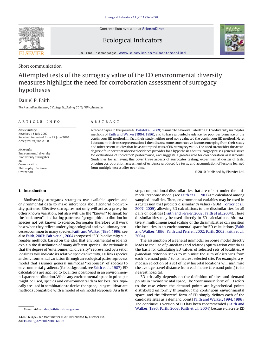 Attempted tests of the surrogacy value of the ED environmental diversity measures highlight the need for corroboration assessment of surrogacy hypotheses