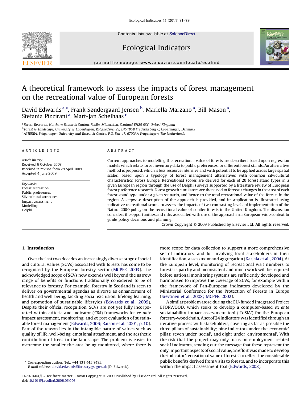 A theoretical framework to assess the impacts of forest management on the recreational value of European forests