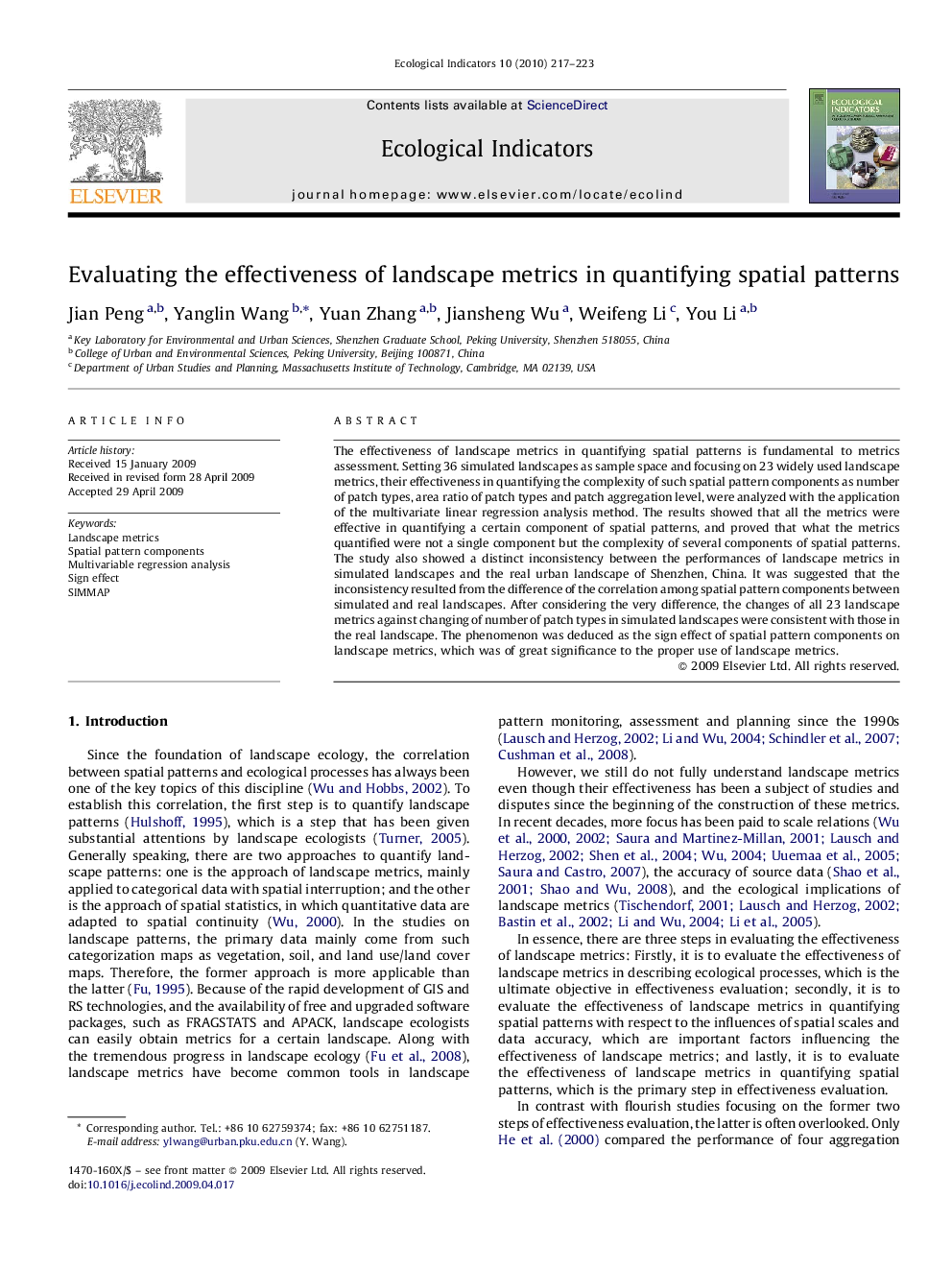 Evaluating the effectiveness of landscape metrics in quantifying spatial patterns